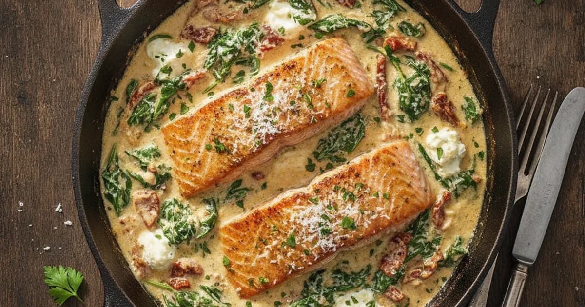 Lachs in Parmesan-Kräuter-Sauce
